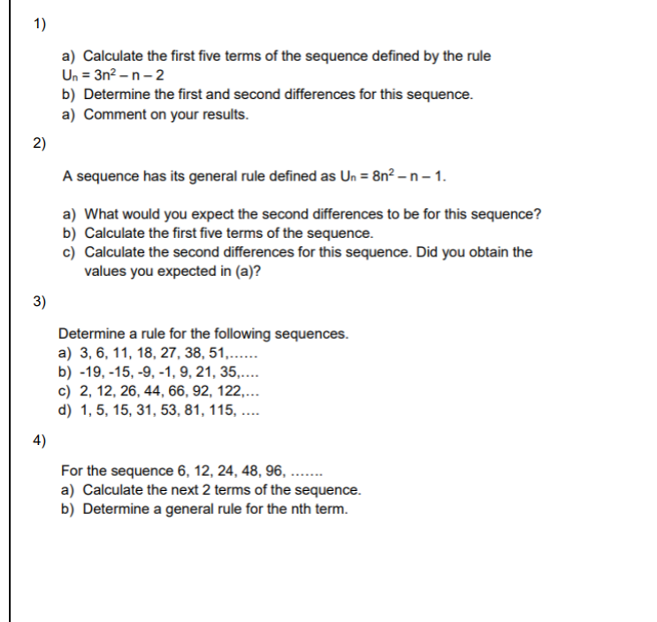 Quadratic sequences illustration